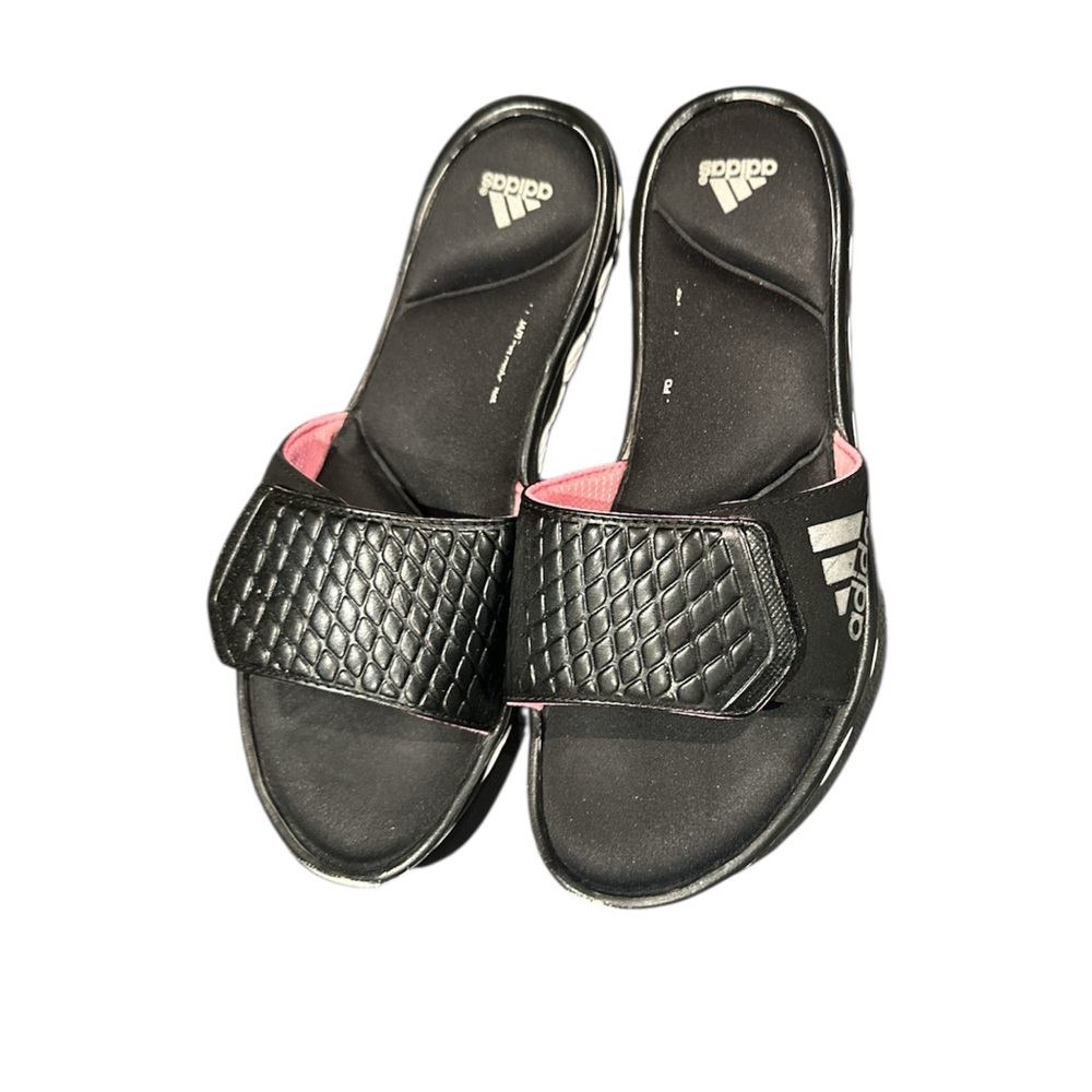 adidas Women’s Black Slide Sandals with Pink Lining